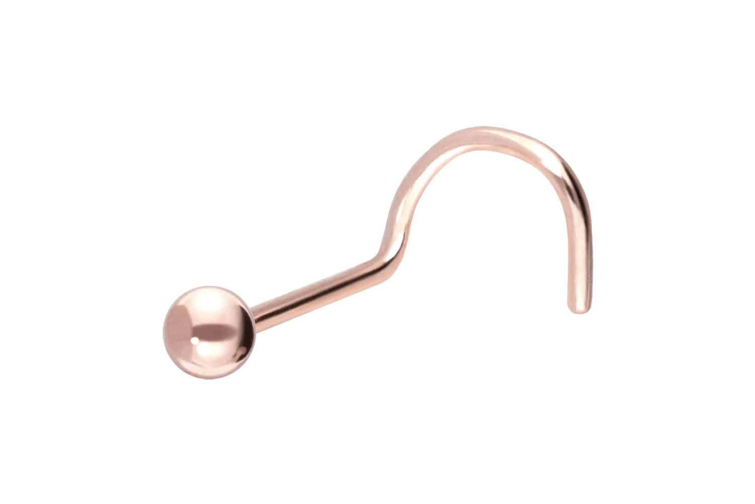 14/18 Karat Gold Nasenstecker Nasenpiercing Spirale KUGEL